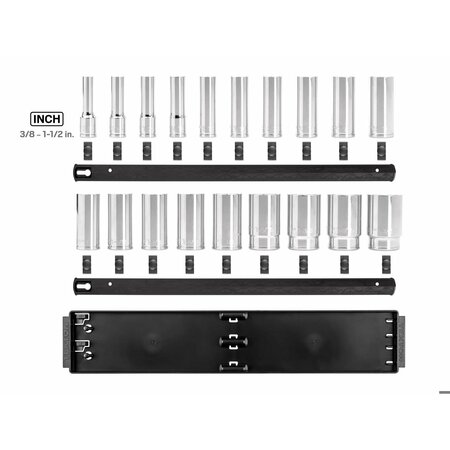 Tekton 1/2 Inch Drive Deep 12-Point Socket Set with Rails, 19-Piece (3/8-1-1/2 in.) SHD92127